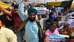 Farmers demonstrating and raising slogans at the Ghazipur border protest site as the agitation against new farm laws continues, in New Delhi. (Raj K Raj/ Hindustan Times) Farmers demonstrating and raising slogans at the Ghazipur border protest site as the agitation against new farm laws continues, in New Delhi. (Raj K Raj/ Hindustan Times)