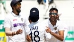 Ishant Sharma with Axar Patel and Virat Kohli.(PTI) Ishant Sharma with Axar Patel and Virat Kohli.(PTI)