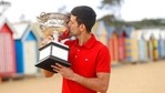 Serbia's Novak Djokovic kisses the Norman Brookes Challenge Cup at Brighton Beach after defeating Russia's Daniil Medvedev.(AP) Serbia's Novak Djokovic kisses the Norman Brookes Challenge Cup at Brighton Beach after defeating Russia's Daniil Medvedev.(AP)