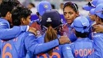Indian Women's cricket team captain Harmanpreet Kaur speaks to the huddle(PTI) Indian Women's cricket team captain Harmanpreet Kaur speaks to the huddle(PTI)