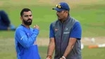 India captain Virat Kohli chats with coach Ravi Shastri during Cricket World Cup on July 05, 2019 in Leeds, England.(Getty Images) India captain Virat Kohli chats with coach Ravi Shastri during Cricket World Cup on July 05, 2019 in Leeds, England.(Getty Images)