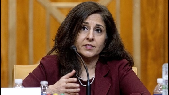 Neera Tanden, President Joe Biden's nominee for Director of the Office of Management and Budget (OMB), testifies during a Senate Committee on the Budget hearing on Capitol Hill in Washington. (AP)