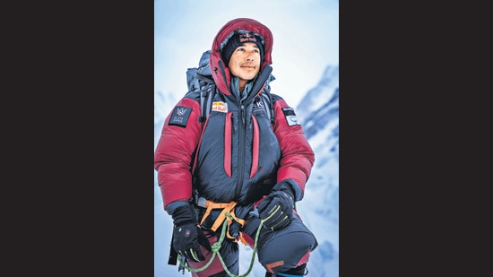 Nirmal Purja, a former Gurkha soldier who served in Afghanistan and on an elite force of the British Royal Navy, was part of the six-man team that set out in competition with Gyalje’s team but eventually joined forces and linked arms so all 10 Nepali men could summit together. (Courtesy: Nirmal Purja) Nirmal Purja, a former Gurkha soldier who served in Afghanistan and on an elite force of the British Royal Navy, was part of the six-man team that set out in competition with Gyalje’s team but eventually joined forces and linked arms so all 10 Nepali men could summit together. (Courtesy: Nirmal Purja)