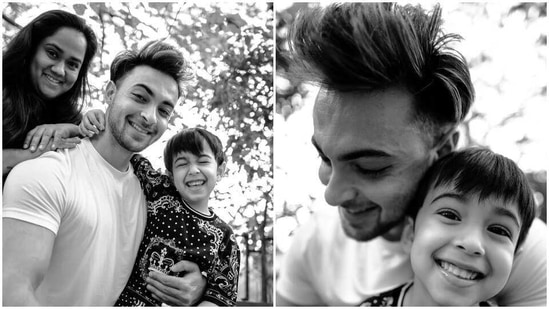 Aayush Sharma and Arpita Khan Sharma with their son Ahil.