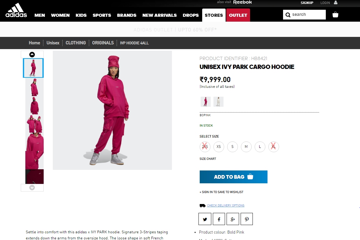 The hoodie is worth  ₹9,999 (shop.adidas.co.in)