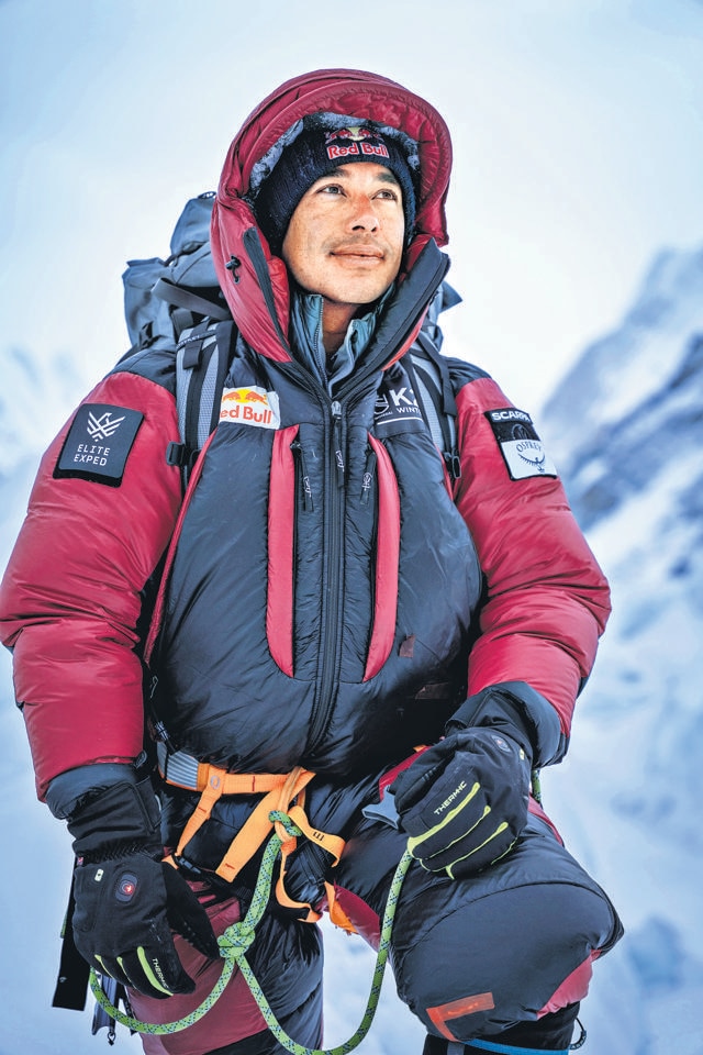 Nirmal Purja, a former Gurkha soldier who served in Afghanistan and on an elite force of the British Royal Navy, was part of the six-man team that set out in competition with Gyalje’s team but eventually joined forces and linked arms so all 10 Nepali men could summit together. (Courtesy: Nirmal Purja) Nirmal Purja, a former Gurkha soldier who served in Afghanistan and on an elite force of the British Royal Navy, was part of the six-man team that set out in competition with Gyalje’s team but eventually joined forces and linked arms so all 10 Nepali men could summit together. (Courtesy: Nirmal Purja)