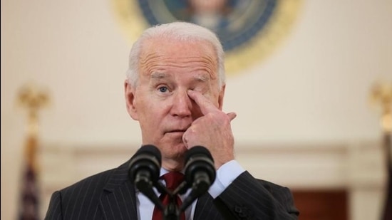 US President Joe Biden delivers remarks in honour of the 500,000 US deaths from the coronavirus disease. (Reuters) US President Joe Biden delivers remarks in honour of the 500,000 US deaths from the coronavirus disease. (Reuters)