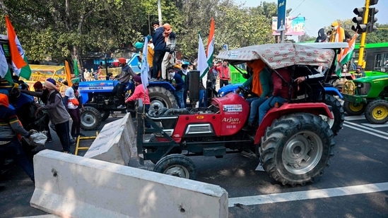 The tractor parade on January 26, held by farmers to highlight their demands to repeal three new farm laws, had turned violent as police clashed with protesters. (Sajjad Hussain / AFP) The tractor parade on January 26, held by farmers to highlight their demands to repeal three new farm laws, had turned violent as police clashed with protesters. (Sajjad Hussain / AFP)