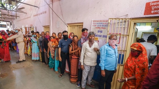 After counting of votes for six municipal corporations in Gujarat began at 9am, early trends till 11am showed that ongoing farmers protest, fuel price rise are not likely to dent the ruling BJP's vote bank locally.(PTI) After counting of votes for six municipal corporations in Gujarat began at 9am, early trends till 11am showed that ongoing farmers protest, fuel price rise are not likely to dent the ruling BJP's vote bank locally.(PTI)