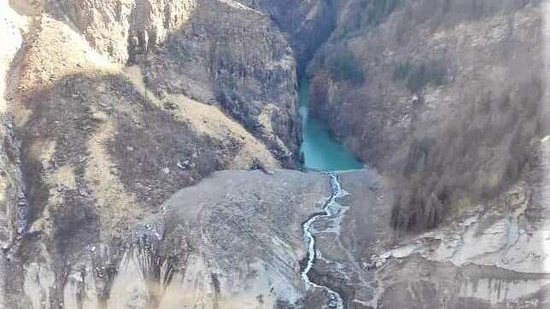 The lake formed upstream Rishiganga river after the flash floods following glacial burst on February 7