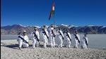 Indo-Tibetan Border Police personnel celebrate Republic Day near the bank of Pangong Tso, in Ladakh. (PTI) Indo-Tibetan Border Police personnel celebrate Republic Day near the bank of Pangong Tso, in Ladakh. (PTI)