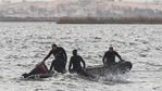 Rescue divers conduct search operations for victims of a capsized boat in Lake Mariout, 20 kilometres west of Egypt's second city of Alexandria on February 23, 2021.(AFP) Rescue divers conduct search operations for victims of a capsized boat in Lake Mariout, 20 kilometres west of Egypt's second city of Alexandria on February 23, 2021.(AFP)