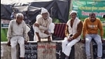 A group of protesting farmers at Ghazipur Border, in New Delhi on Tuesday. (File photo) A group of protesting farmers at Ghazipur Border, in New Delhi on Tuesday. (File photo)