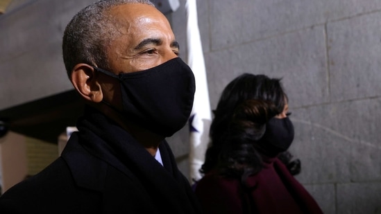 Former US President Barack Obama and former first lady Michelle Obama at the 59th Presidential Inauguration in Washington, US on January 20, 2021.(Reuters File Photo )