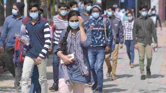 JEE main Paper 1 exam 2021: Students coming out from exam centre in Lucknow on Wednesday.(Deepak Gupta/HT Photo) JEE main Paper 1 exam 2021: Students coming out from exam centre in Lucknow on Wednesday.(Deepak Gupta/HT Photo)