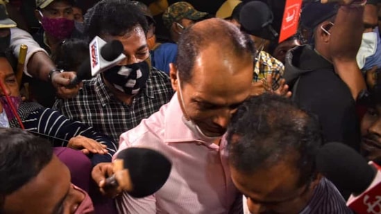 Pradeep Panigrahy (in pink shirt) was arrested in December for his alleged involvement in a job scam.(HT PHOTO) Pradeep Panigrahy (in pink shirt) was arrested in December for his alleged involvement in a job scam.(HT PHOTO)