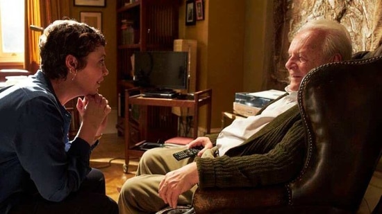 This image released by Sony Pictures Classics shows Olivia Colman, left, and Anthony Hopkins in a scene from "The Father."(AP) This image released by Sony Pictures Classics shows Olivia Colman, left, and Anthony Hopkins in a scene from "The Father."(AP)