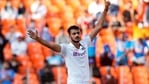 India's Axar Patel celebrates the dismissal during 2nd day of the 3rd Test Match in the series between India and England at Narendra Modi Stadium, Motera in Ahmedabad on Thursday.(ANI Photo/ICC Twitter) India's Axar Patel celebrates the dismissal during 2nd day of the 3rd Test Match in the series between India and England at Narendra Modi Stadium, Motera in Ahmedabad on Thursday.(ANI Photo/ICC Twitter)