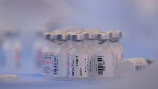 Vials of Pfizer's coronavirus disease (Covid-19) vaccine are seen at a pop-up community vaccination center at the Gateway World Christian Center in Valley Stream, New York, US. (Reuters)
