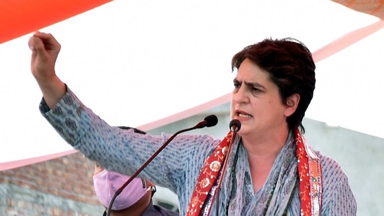 Congress leader Priyanka Gandhi Vadra addresses during a Kisan Panchayat in Mathura in this file photo. She criticized the government over fuel prices. (ANI) Congress leader Priyanka Gandhi Vadra addresses during a Kisan Panchayat in Mathura in this file photo. She criticized the government over fuel prices. (ANI)