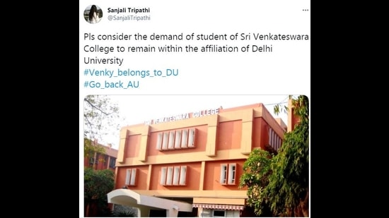 Students from various DU colleges are supporting the protest online against the change of affiliation of Venky to Andhra University.