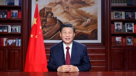 Chinese President Xi Jinping delivers a New Year's address in Beijing.(AP)