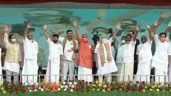 Prime Minister Narendra Modi in Coimbatore, Tamil Nadu.