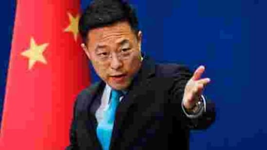 Chinese Foreign Ministry spokesman Zhao Lijian speaks during a daily briefing at the Ministry of Foreign Affairs office in Beijing.(AP)