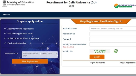 DU Recruitment 2021.(Screengrab )