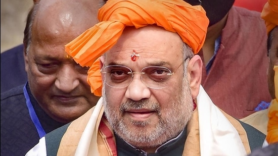 Union home minister Amit Shah visits Maha Mrityunjay Temple at Narasimha Kshetra near Puranigudam in Nagaon district of Assam, Thursday. (PTI) Union home minister Amit Shah visits Maha Mrityunjay Temple at Narasimha Kshetra near Puranigudam in Nagaon district of Assam, Thursday. (PTI)