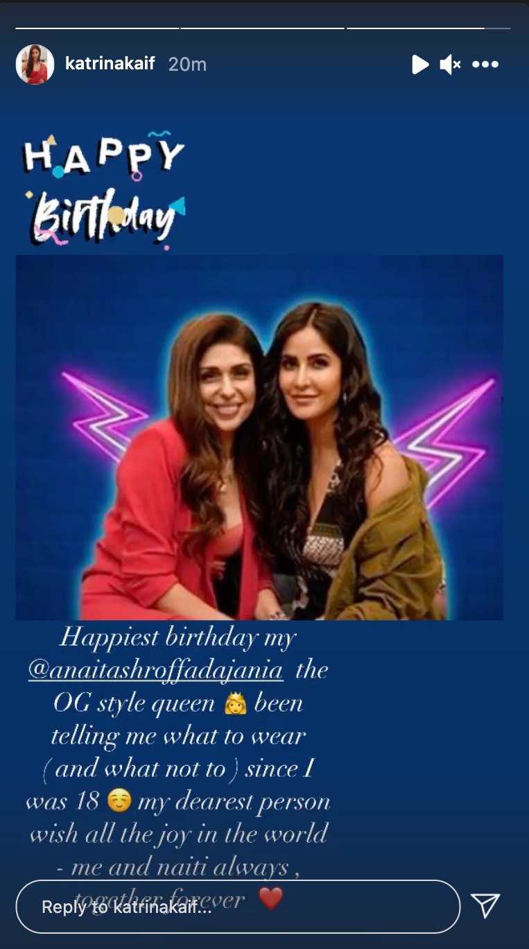Katrina Kaif's message for Anaita Shroff. Katrina Kaif's message for Anaita Shroff.