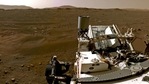 A portion of a panorama made up of individual images taken by the Navigation Cameras, or Navcams, aboard NASA’s Perseverance Mars rover shows the Martian landscape on February 20.