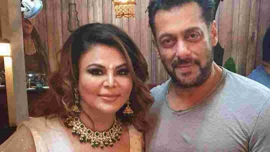 Rakhi Sawant poses with Salman Khan.