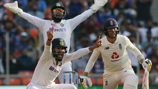 India's Rishabh Pant and Virat Kohli appeal for the wicket of England's Bastman during day one of the 3rd Test Match in the series between India and England at Narendra Modi Stadium, Motera in Ahmedabad on Wednesday. (ANI Photo/ECB Twitter)