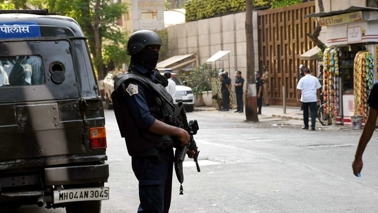 High security outside Antilia at Altamont road after a car laden with gelatin sticks has been found abandoned near billionaire Mukesh Ambani's Antilia residence in Mumbai. (ANI Photo) High security outside Antilia at Altamont road after a car laden with gelatin sticks has been found abandoned near billionaire Mukesh Ambani's Antilia residence in Mumbai. (ANI Photo)