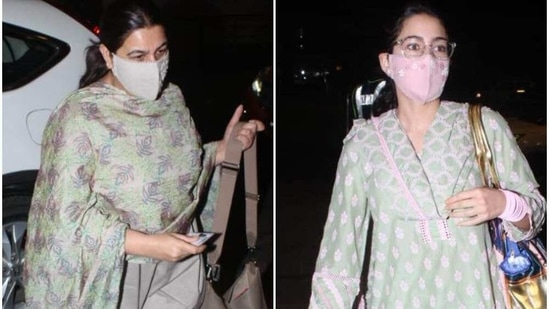 Sara Ali Khan and Amrita Singh at the airport.(Varinder Chawla)