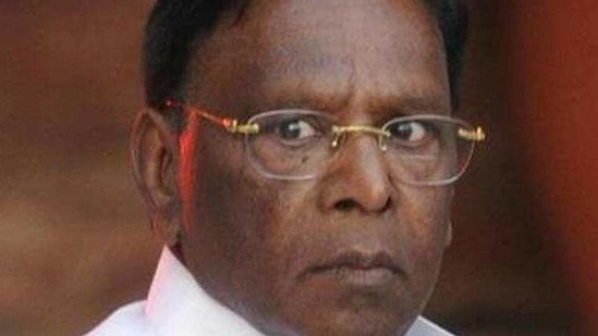 Chief minister V Narayanasamy resigned on February 22, ahead of a floor test following the resignations of five Congress and one Dravida Munnetra Kazhagam legislators.(HT_PRINT)