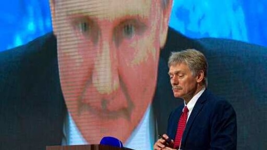 Kremlin spokesman Dmitry Peskov looks on as Russian President Vladimir Putin speaks via video call during a news conference in Moscow.(File Photo / AP)
