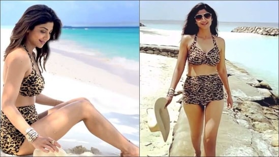 Shilpa Shetty says 'shut up and bounce' at the Maldives in leopard-print bikini(Instagram/theshilpashetty)