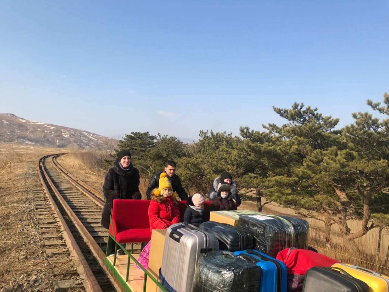 The group of eight people took a 32-hour train ride, followed by two hours on a bus. (via REUTERS)