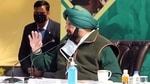 Punjab CM Captain Amarinder Singh chairing an All Party Meeting on the issue of Central Farmer Legislations and the way forward, at Punjab Bhawan in Chandigarh on Tuesday. (ANI Photo) Punjab CM Captain Amarinder Singh chairing an All Party Meeting on the issue of Central Farmer Legislations and the way forward, at Punjab Bhawan in Chandigarh on Tuesday. (ANI Photo)