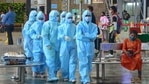 Healthcare workers arrive to screen passengers at the CSMT railway station, owing to surge in Covid-19 cases in Mumbai, on Friday.(PTI Photo) Healthcare workers arrive to screen passengers at the CSMT railway station, owing to surge in Covid-19 cases in Mumbai, on Friday.(PTI Photo)