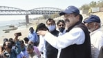 Union Petroleum Minister Dharmendra Pradhan visits Khidkiya Ghat in Varanasi, Saturday.(PTI) Union Petroleum Minister Dharmendra Pradhan visits Khidkiya Ghat in Varanasi, Saturday.(PTI)