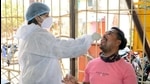 An antigen test being done in Kalyan. (Rishikesh Choudhary/HT photo) An antigen test being done in Kalyan. (Rishikesh Choudhary/HT photo)