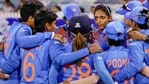 Indian Women's cricket team captain Harmanpreet Kaur speaks to the huddle(PTI) Indian Women's cricket team captain Harmanpreet Kaur speaks to the huddle(PTI)