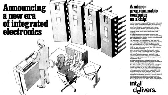 Intel was excited about the 4004. Customers would get the same computing power as a computer built in 1946, which used to fill an entire room. They released this ad in the November 15, 1971 issue of Electronic News. But even Intel didn’t anticipate the revolution to come.(Intel)