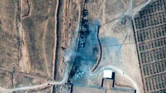 This satellite image provided Maxar Technologies shows buildings that were destroyed by a US air strike in Syria.(AP)