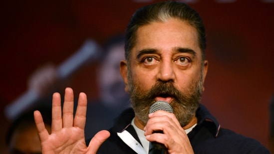 Actor turned politician Kamal Haasan, founder of Makkal Needhi Maiam (MNM), attends a media briefing ahead of the Tamil Nadu assembly elections in Chennai on Saturday. (AFP PHOTO).