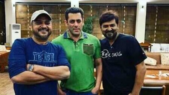 Sajid Khan and late Wajid Khan with Salman Khan in olden times. 