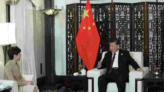 Chinese President Xi Jinping meets Chief Executive of Hong Kong Special Administrative Region (HKSAR) Carrie Lam during the second China. Chinese President Xi Jinping meets Chief Executive of Hong Kong Special Administrative Region (HKSAR) Carrie Lam during the second China.